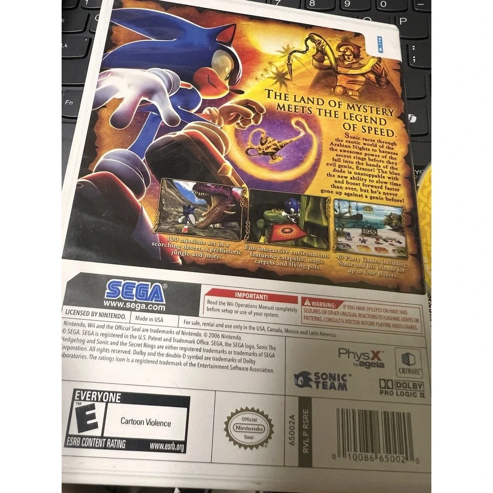 Sonic and the Secret Rings Nintendo Wii SEGA 2007 Video Game‎ RVL-RSRE-USA